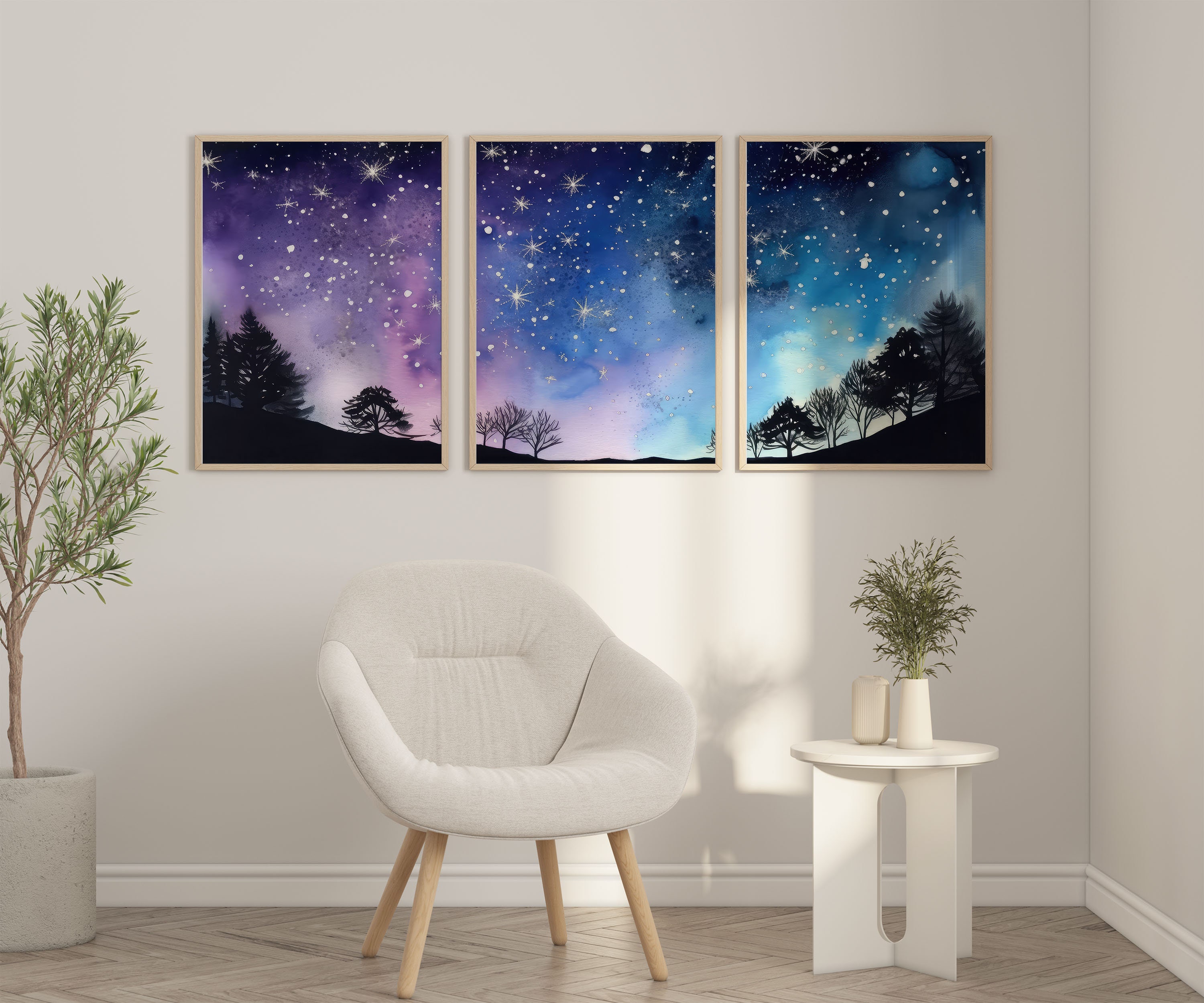 Starry Night Sky Wall Art Set of 3 Piece Wall Art Prints - Etsy Australia