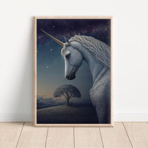 Mythical Unicorn Wall Art, Single Print, C, Printable Wall Art, Nursery Unicorn Print, Girl&#39;s Room Decor, Unicorn Poster, Nursery Wall Art