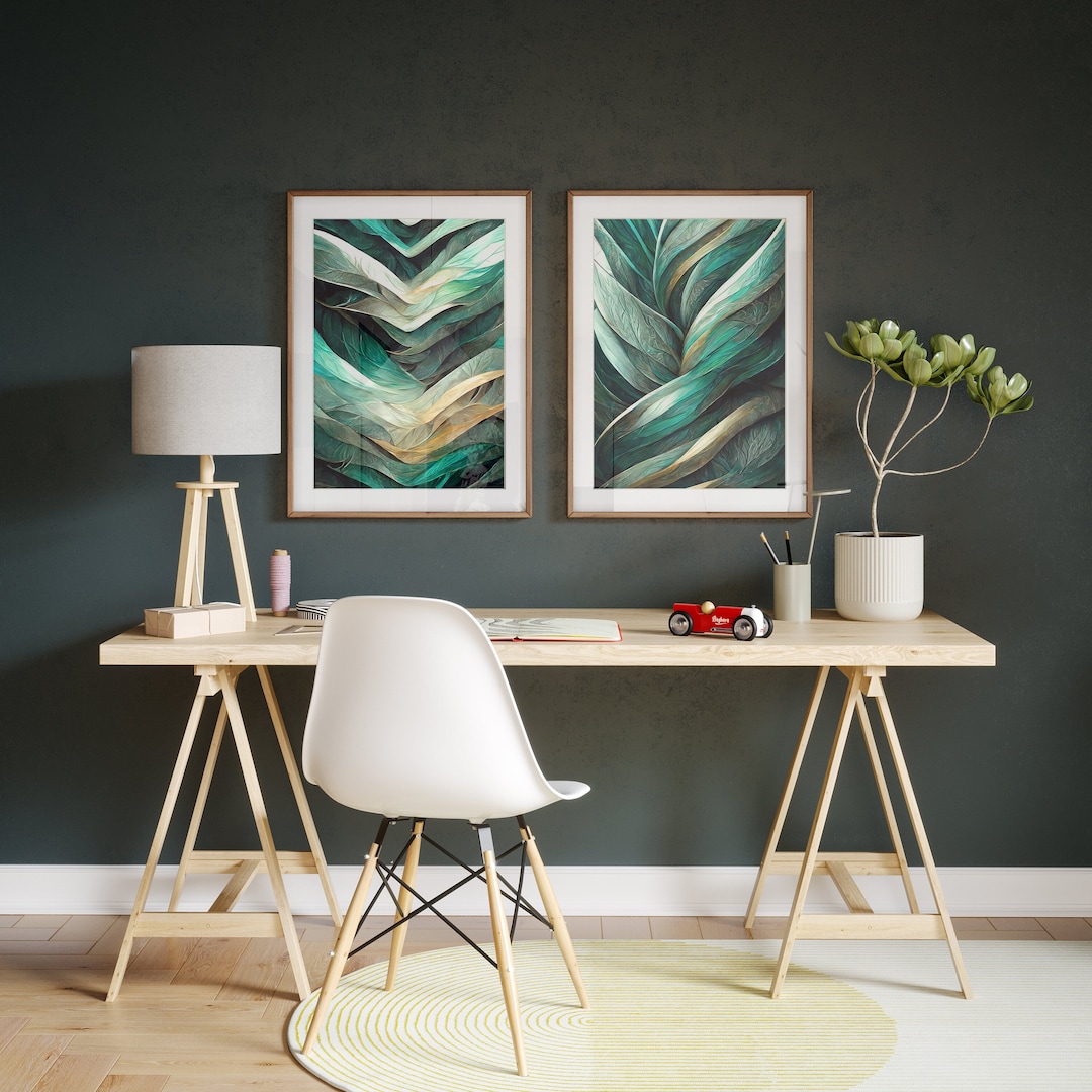 Emerald Green Abstract Art Prints, Modern Wall Decor (digital Download ...