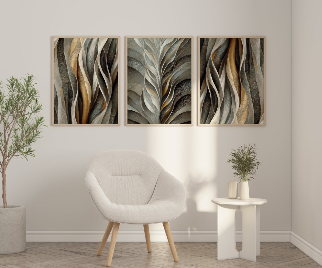 Beige Neutral Wall Art Set of 3 Digital Download Tan Abstract Printable
