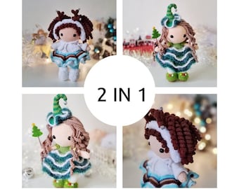 Amigurumi Christmas Doll Crochet Pattern: 2-in-1 Winter & Xmas Doll (PDF)