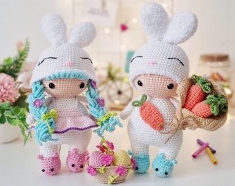 Easter Bunny Crochet Pattern: Amigurumi Toy & Egg Basket (PDF)