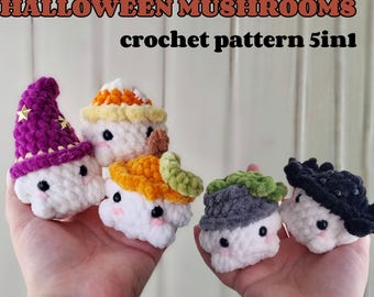 Halloween Amigurumi Crochet Pattern: No Sew Chunky Mushroom (PDF Pattern)
