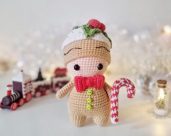 Crochet Gingerbread Man Ornament Pattern: Amigurumi Christmas Doll (PDF)