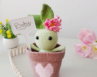 Crochet plant in pot PATTERN - Crochet flower - Amigurumi pattern fake plant (English only)