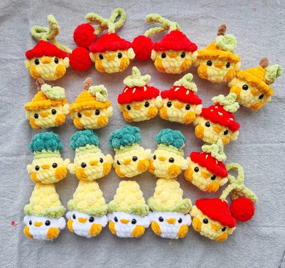 Crochet Duck Keychain Pattern: Amigurumi Duckling in Hats (PDF Pattern)