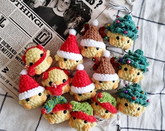Crochet Christmas Duck Keychain Pattern: Amigurumi Santa, Elf, Deer (PDF Pattern)