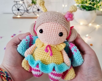 Butterfly Crochet Doll Pattern: Amigurumi PDF (13cm)