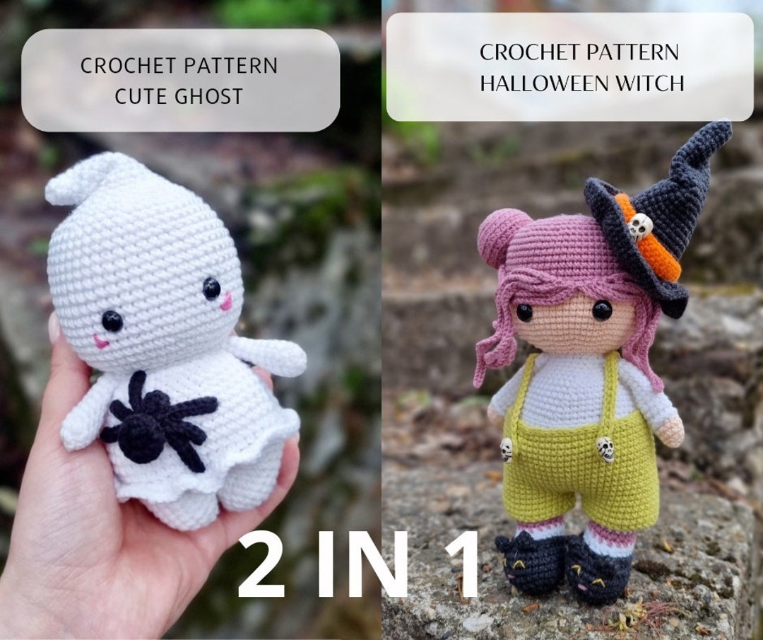 Crochet Ghost and Witch Amigurumi Pattern: Halloween Doll (PDF Pattern ...