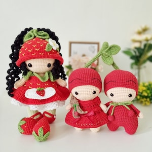 Crochet Doll Pattern: Strawberry & Cherry Amigurumi (PDF Pattern)