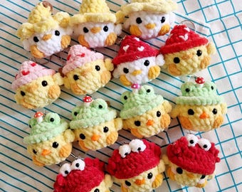 Crochet Duck Keychain Pattern: Amigurumi Duckling in Hats (PDF Pattern)