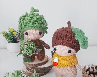 Patron au crochet Amigurumi, glands et châtaignes : décoration d'automne (fichier PDF)