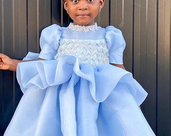 Verfraaid babymeisjesjurk, bloemenmeisjesjurk, peuter tule jurk, verjaardagsfeestje jurk, eerste verjaardag jurk, foto prop tutu jurk