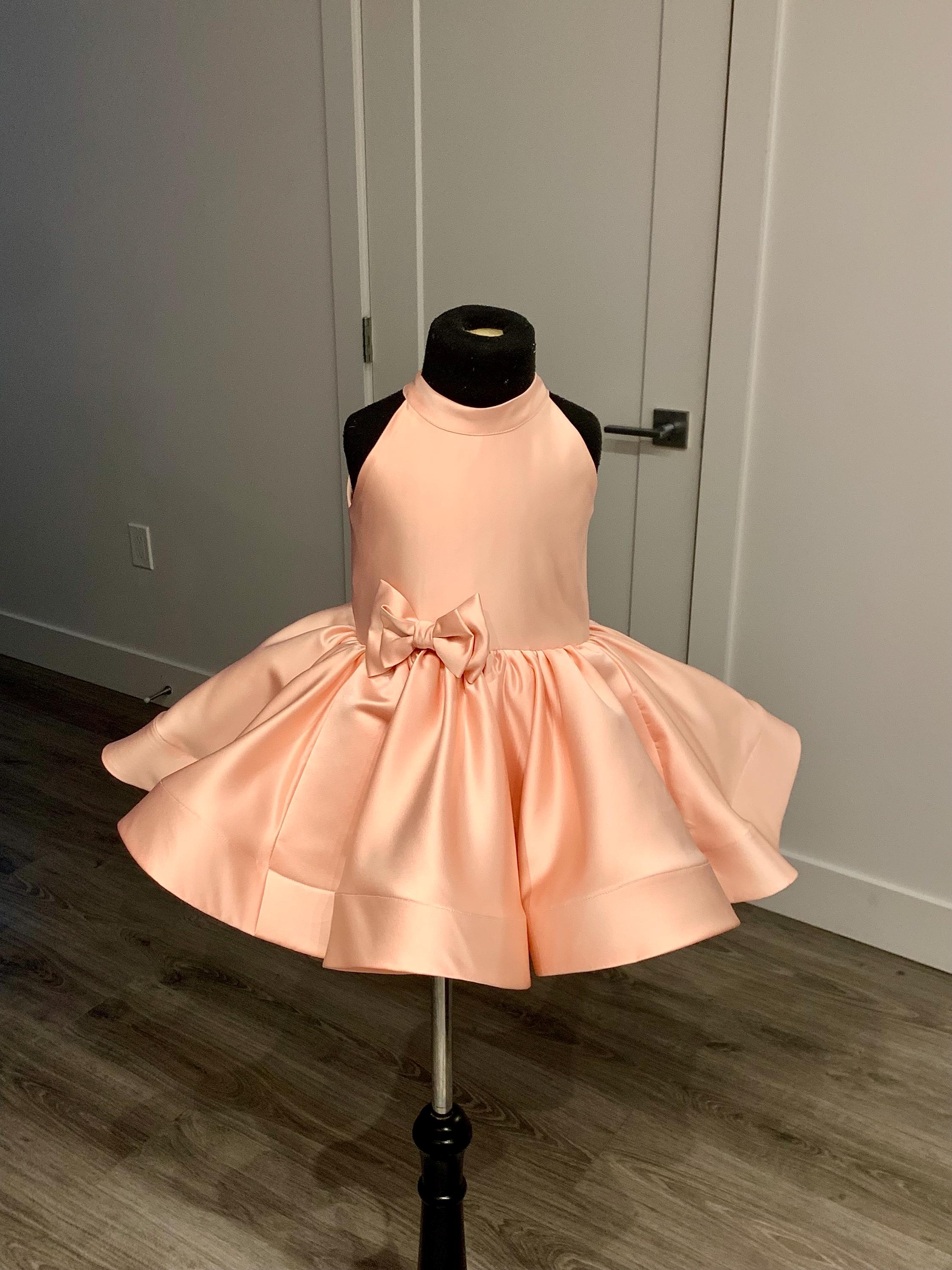 peach junior bridesmaid dresses BABARONI Junior Bridesmaid Dresses Grecian Neckline Floor Length Peach, Peach / J4 main image 0
