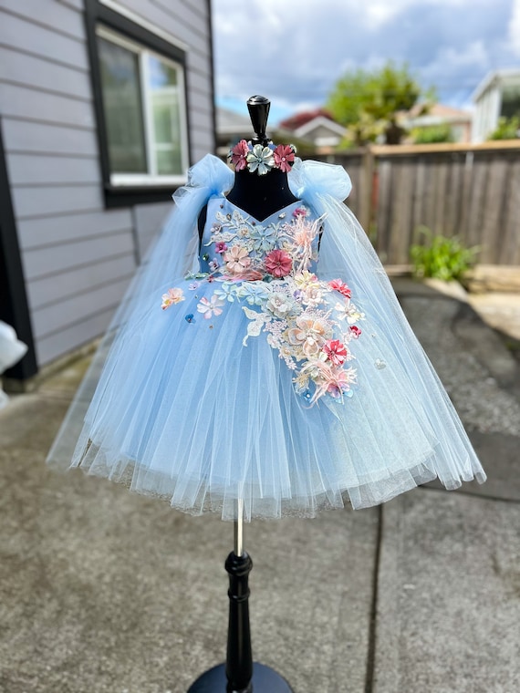 light blue tutu dress Baby Couture Dress