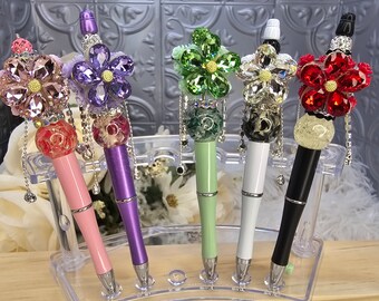 Beautiful Floral inspired Beaded Pens. Each Pen receives 2 Ink refills.