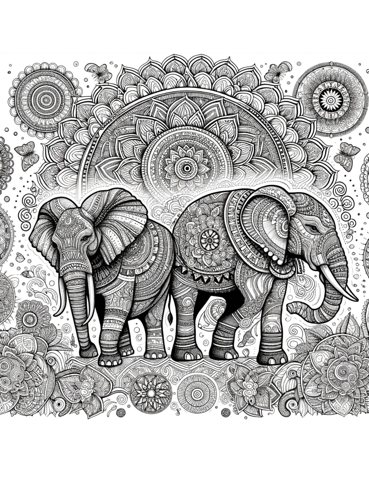 Elephant Enchantment A Majestic Mandala Adventure Coloring Page