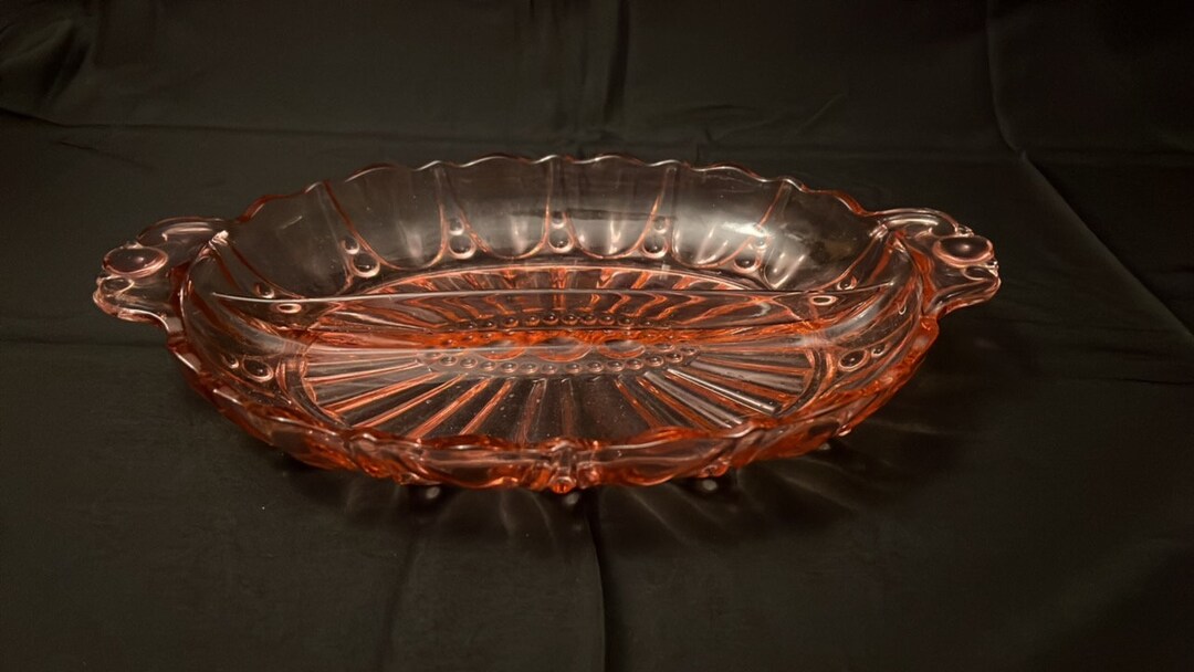 Pink Depression Glass Serving Tray Etsy