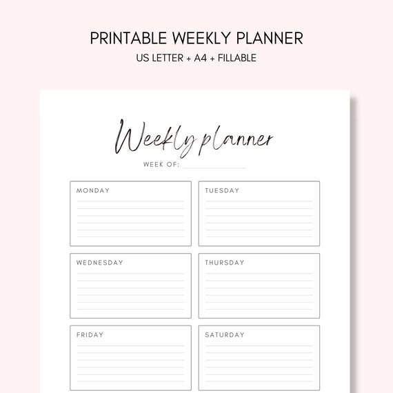 Printable Weekly Planner Weekly Agenda Weekly Schedule - Etsy