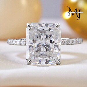 1.0 Ct Radiant Diamond Engagement Ring, Lab-Grown IGI Certified Diamond, Hidden Halo Diamond Ring, Anniversary bridal Wedding Gift For Her.