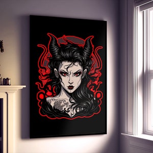 Beautiful Succubus Demon! Horror Art Digital Print! High Resolution Printable Graphic!