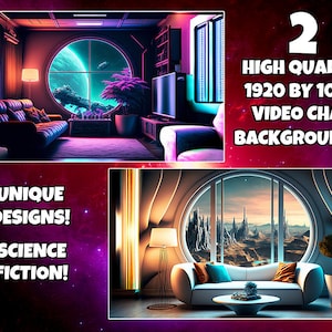 SciFi view zoom video chat background, science fiction living room, scifi view, digital download