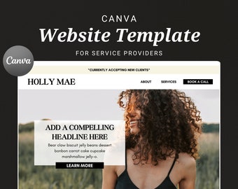 Canva Website Template for Virtual Assistants, Social Media Managers, Service Providers. One Page Website Template