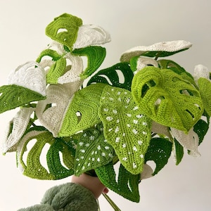 Monstera Leaf Crochet , Finished Crochet Leaves Bouquet Crochet Leaves Knitting Leaves Crochet Blossom Home Decor Ornament Gift for Mother