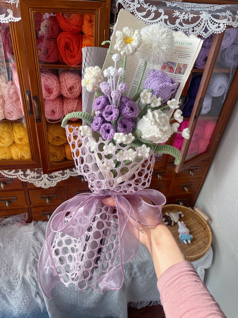 Roses Crochet Bouquets Fresh Flower Bouquets Knitted Roses Etsy