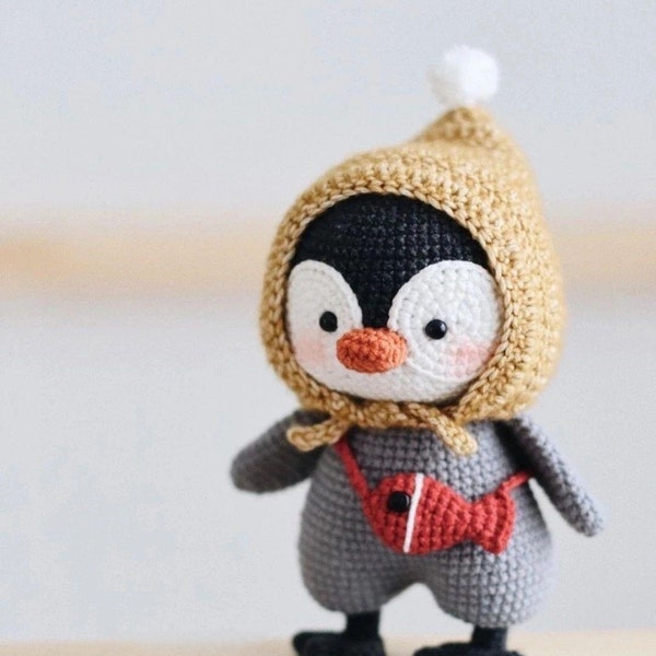 Finish product  Crocheted penguin finished product.little penguin wearing a scarf, Scarf, Amigurumi, Home Decor, Baby Plush Toy,