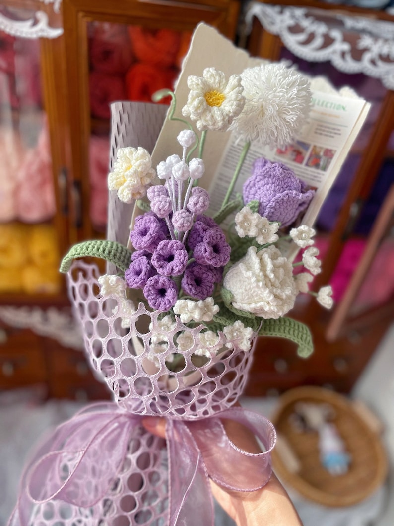 Roses Crochet Bouquets Fresh Flower Bouquets Knitted Roses Etsy