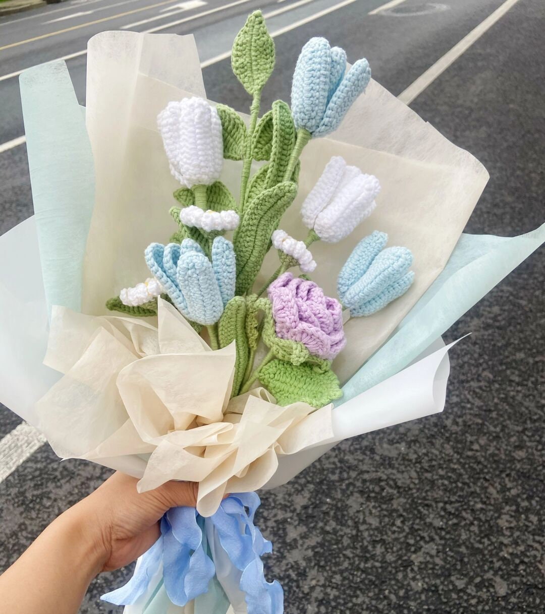Tulip Bouquetscrochet Flowers Crochet Flower Bouquet Etsy