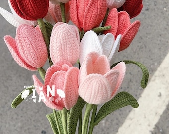 Bouquet de fleurs au crochet fait main, produit fini, tournesol, pivoine, lys pour mère, anniversaire, anniversaire, cadeau en tricot pour maman