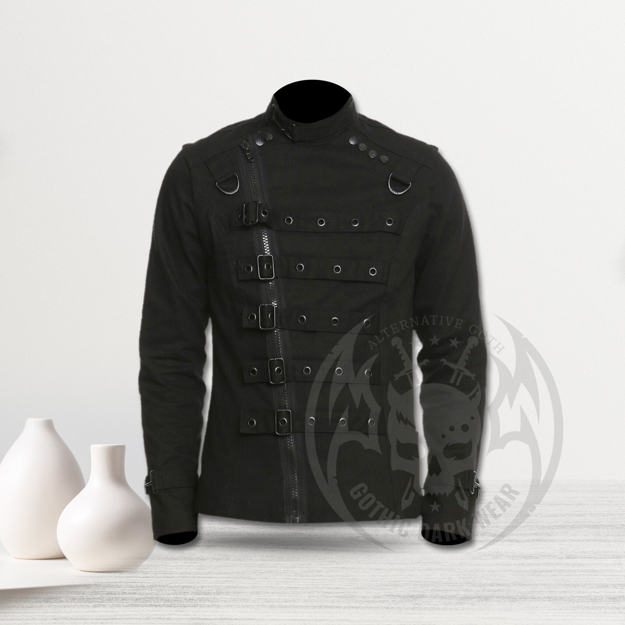 Goth Punk Bullet Bondage Psycho Band Heavy Metal Jacket Coat
