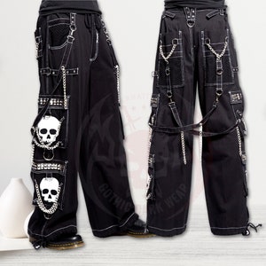 Gothic Punk Parachute Pants Women Harajuku Techwear Pockets White