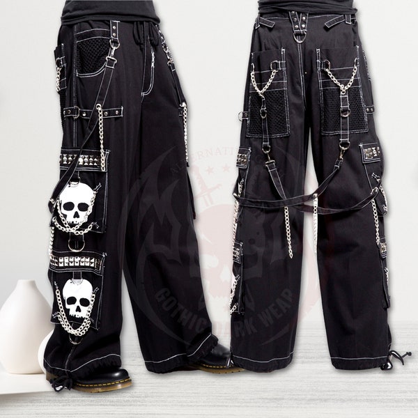 Nouveau Pantalon Gothique Hommes Pantalon Gothique Emo Cyber Super Skull Chain Pantalon | Pantalon ample