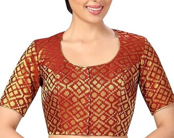 Maroon Chanderi Silk Saree Blouse, Indian blouse, Sari Blouse, Ethnic Choli, Traditional Saree Blouse, Readymade Blouse,non Padded Blouse