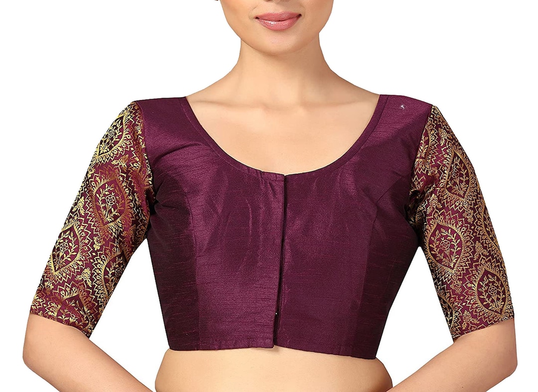 Ready Made Saree Blouse/womens Elbow Length Sleeves Silky Etsy