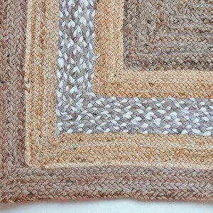 Alfombra Kilim natural, alfombra de yute trenzada a mano, alfombra de yute hecha a mano, alfombras de yute para sala de estar, dormitorio, comedor, patio exterior y entrada. imagen 5