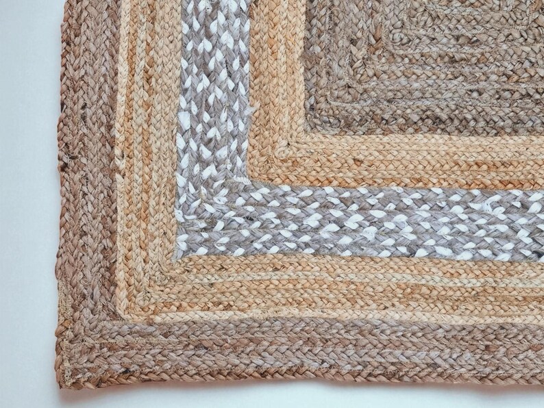 Alfombra Kilim natural, alfombra de yute trenzada a mano, alfombra de yute hecha a mano, alfombras de yute para sala de estar, dormitorio, comedor, patio exterior y entrada. imagen 5
