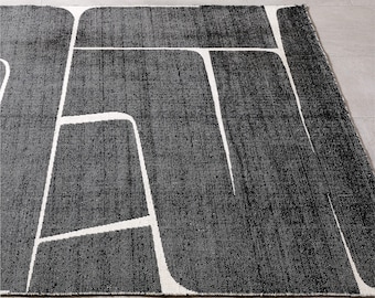 Black White Eco Friendly Bohemian Rug, Handwoven Cotton Rugs, Living Room Rug, Outdoor Rug, Kitchen Rug 4x6, 5x8, 6x9, 8x10, 9x12 feet Rug