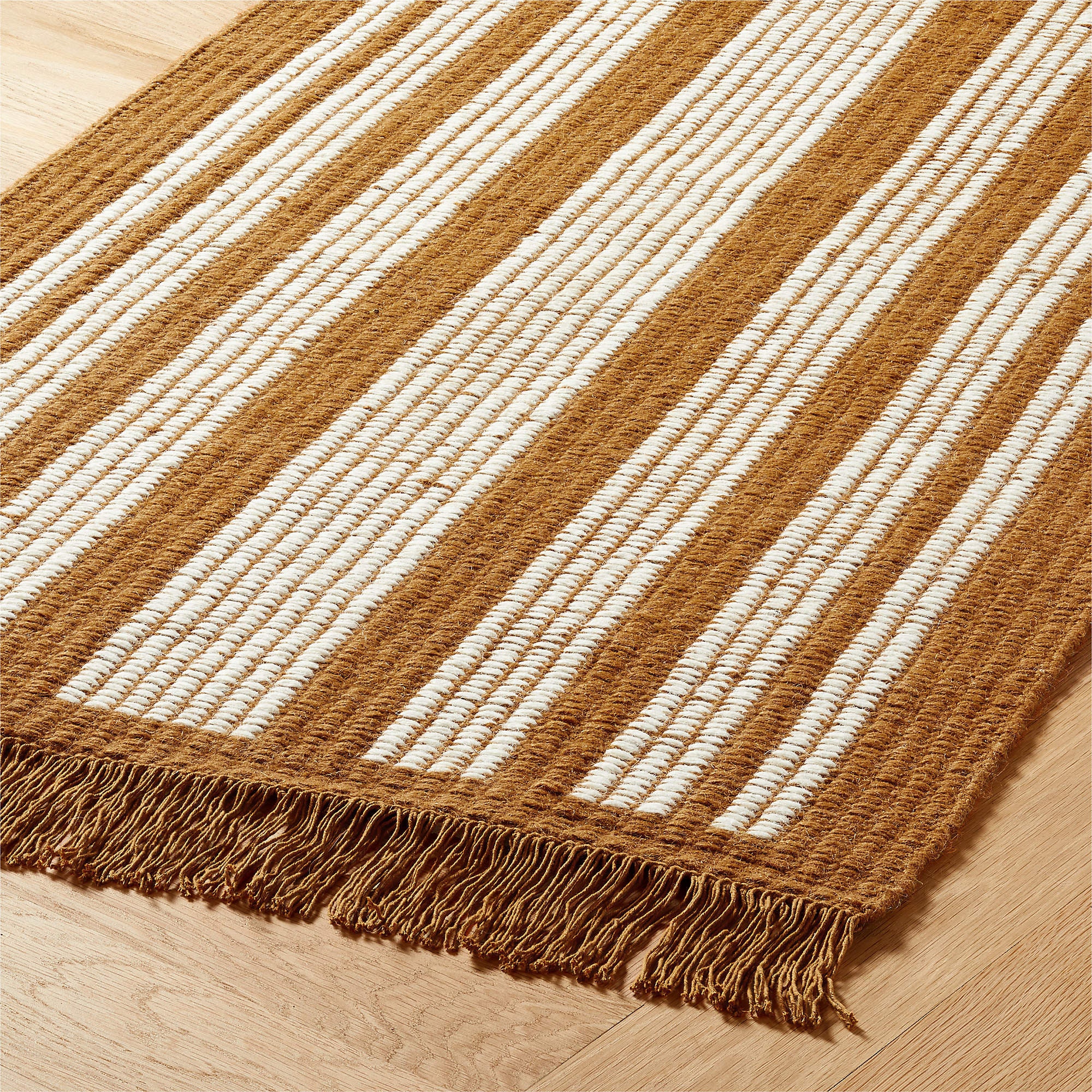 Handwoven Cotton Rug Runner Brown White Cotton Runner Rug Etsy