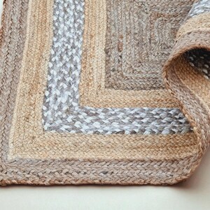 Alfombra Kilim natural, alfombra de yute trenzada a mano, alfombra de yute hecha a mano, alfombras de yute para sala de estar, dormitorio, comedor, patio exterior y entrada. imagen 7