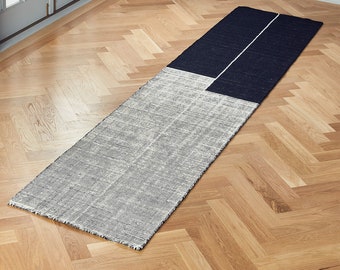 Handwoven Cotton Rug Runner, Black White Cotton Runner Rug, Entryway, Hallway, Stairs Runner Rug, Stripes Rug 3x8, 3x10, 3x12, 4x10, 4x12 Ft
