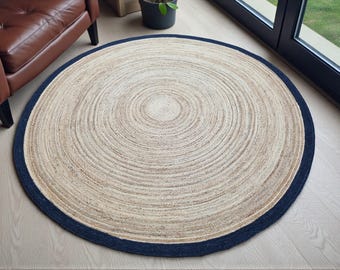 Handmade Braided Jute Round Rug | Natural Jute Round Rug | Boho Eco Friendly Round Jute Rug | Living Room Dining Area Round Rug