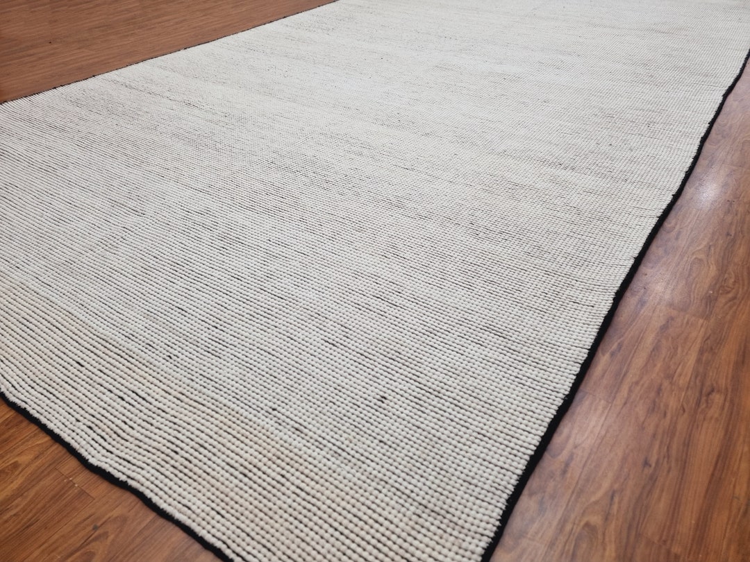 Handwoven Wool Rug Runner, White Black Wool Runner Rug, Entryway ...