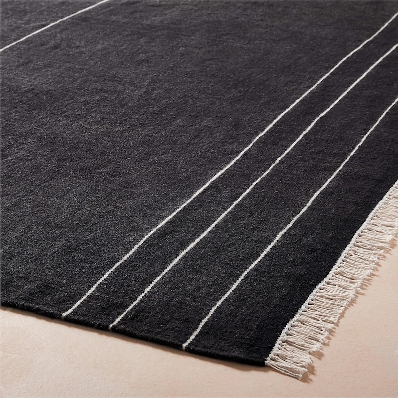 Tappeto da corridoio in lana tessuto a mano, tappeto da corridoio in lana bianco e nero, tappeto da corridoio per ingresso, corridoio, scale, tappeto marocchino 3x8, 3x10, 3x12, 4x10, 4 x 12 piedi immagine 3