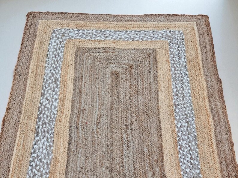 Alfombra Kilim natural, alfombra de yute trenzada a mano, alfombra de yute hecha a mano, alfombras de yute para sala de estar, dormitorio, comedor, patio exterior y entrada. imagen 6