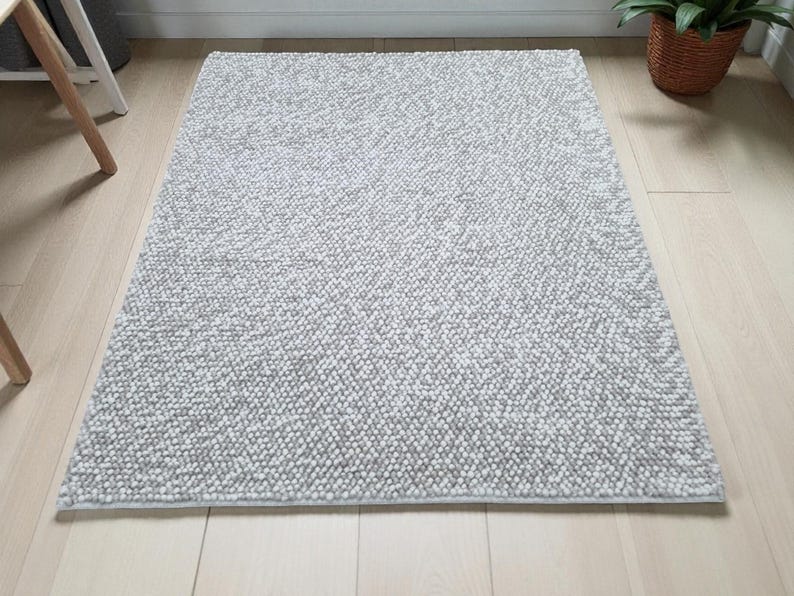 Nubby Rugs Hand Loom Chunky Wool Rug, Natural and White Wool Blend Rug, Moroccan ...