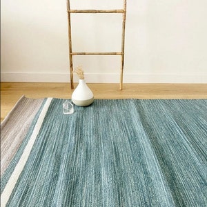 Earthy Eco Friendly Bohemian Rug, Handwoven Cotton Rugs, Aqua Green Rug, Living Room Rug, Outdoor Rug, Kitchen Rug 3x5, 6x9, 8x10 ft Rug